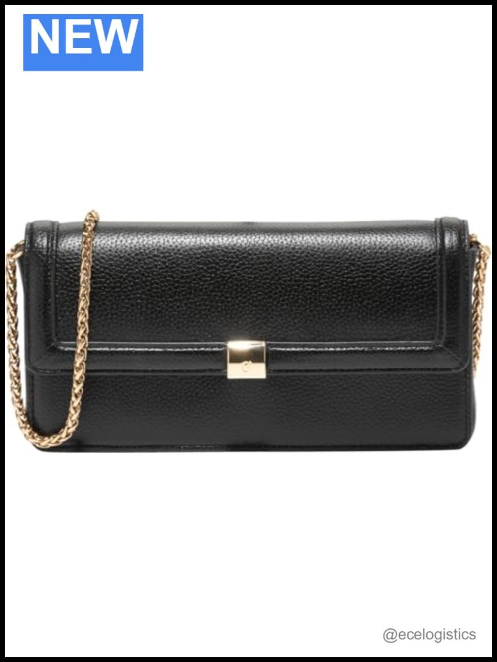 Leather Crossbody Wallet on a Chain Clutch with Magnetic Snap Closure
